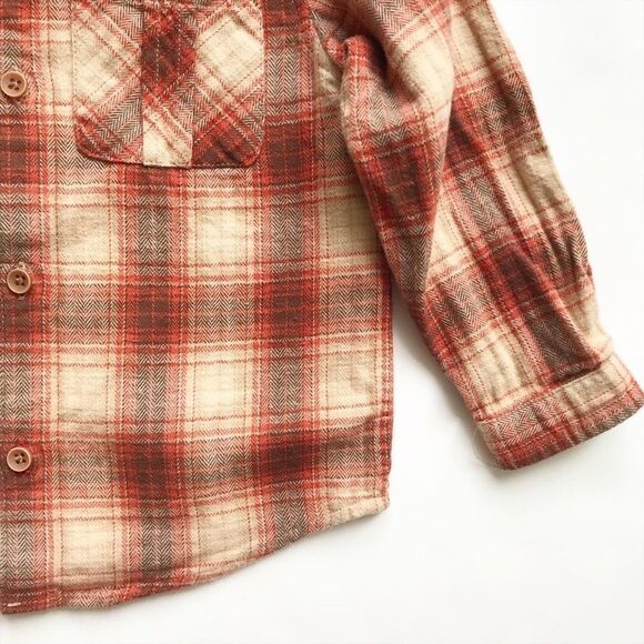 Zara orange/tan plaid button down flannel top EUC 18-24 months - Picture 3 of 5